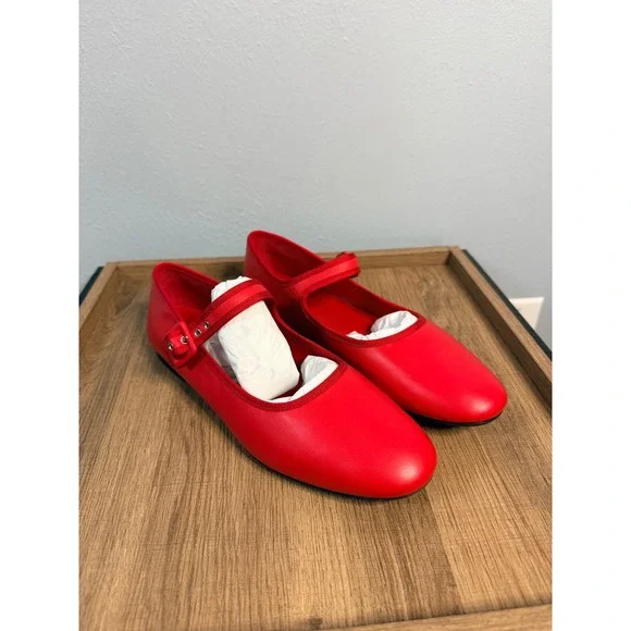 Everlane The Day Buckle Mary Jane Classic Red Nappa Leather 8.5 - Picture 3 of 11